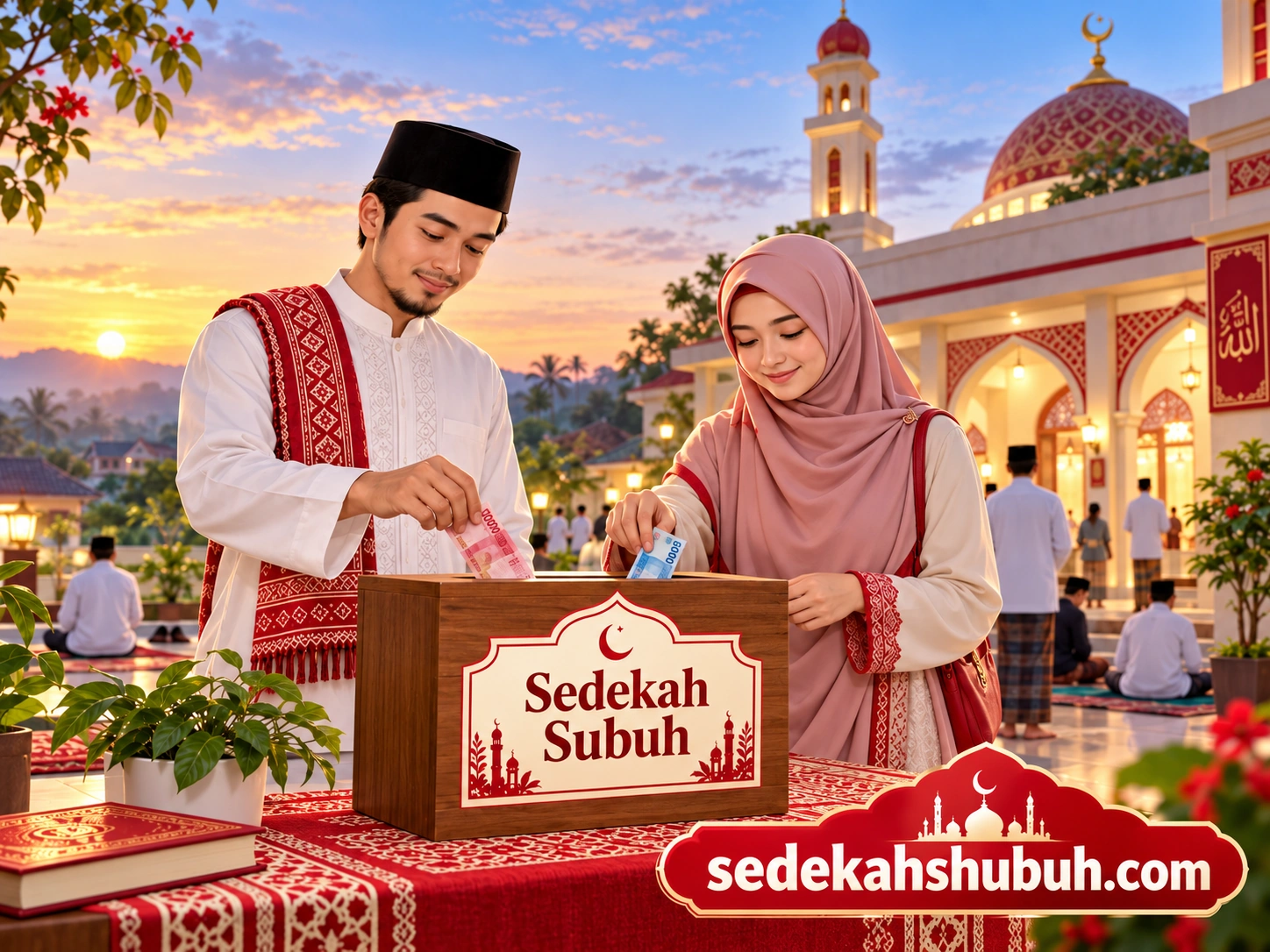 Sedekah subuh di masjid saat fajar setelah salat berjamaah