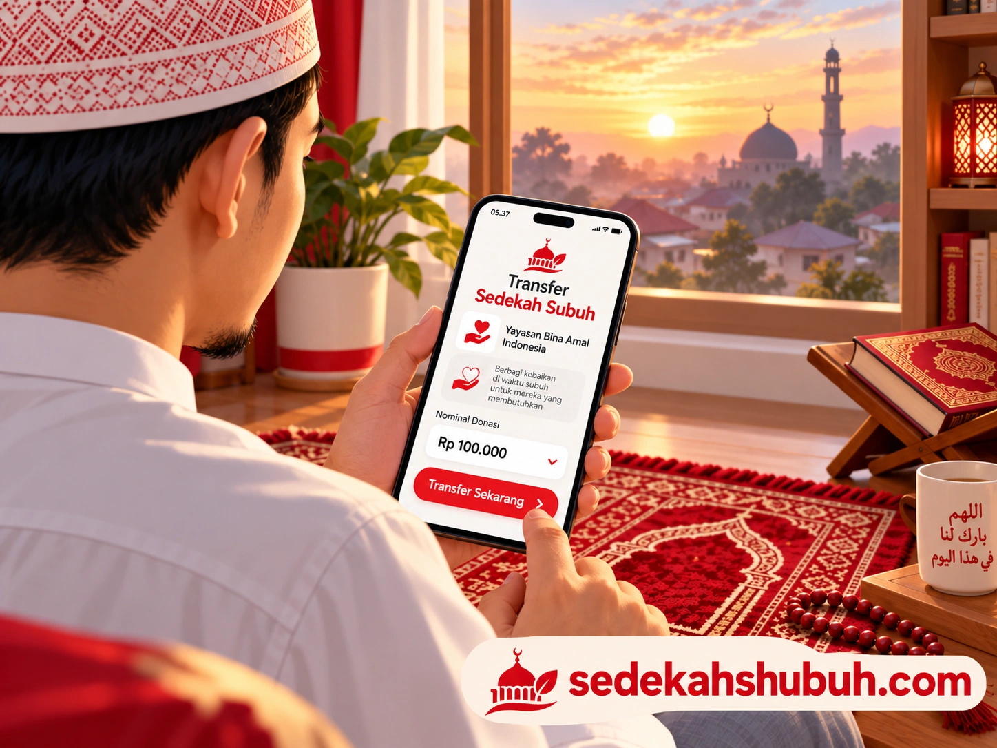 Sedekah subuh via transfer setelah salat Subuh